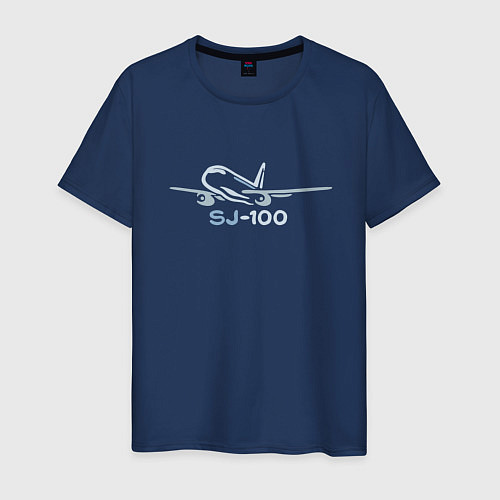 Мужская футболка Sukhoi Superjet 100 цветной с надписью / Тёмно-синий – фото 1