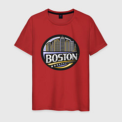 Футболка хлопковая мужская Boston - USA, цвет: красный