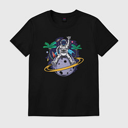 Футболка хлопковая мужская Space summer, цвет: черный
