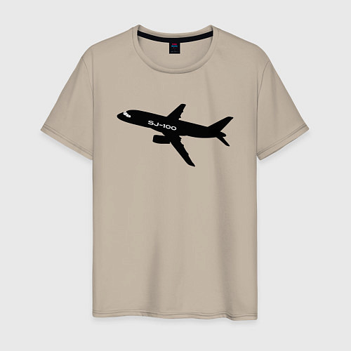 Мужская футболка Superjet-100 черный / Миндальный – фото 1