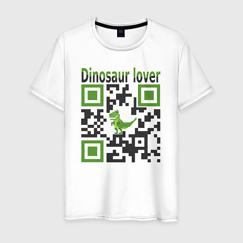 Мужская футболка Кьюар-код динозавр / Белый – фото 1