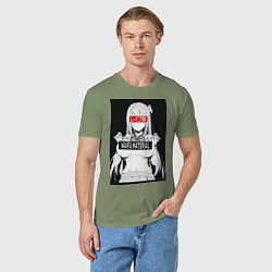 Футболка хлопковая мужская Senpai waifu, цвет: авокадо — фото 2