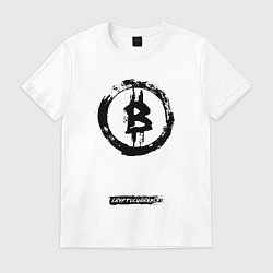 Футболка хлопковая мужская Биткоин - криптовалюта символ, цвет: белый