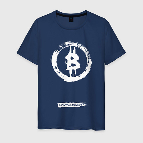Мужская футболка Биткоин белый - криптовалюта / Тёмно-синий – фото 1