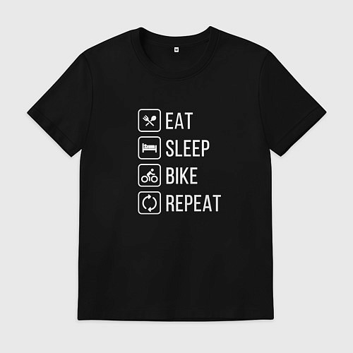 Мужская футболка Eat sleep bike repeat / Черный – фото 1