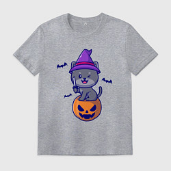 Мужская футболка Котик и хэллоуин