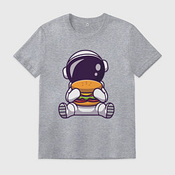 Мужская футболка Космонавт ест гамбургер