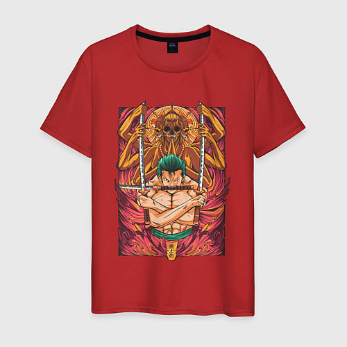 Мужская футболка One piece Зоро бог / Красный – фото 1