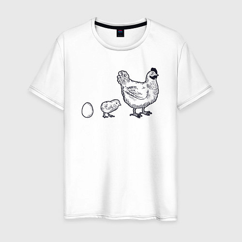 Мужская футболка Куриное семейство / Белый – фото 1