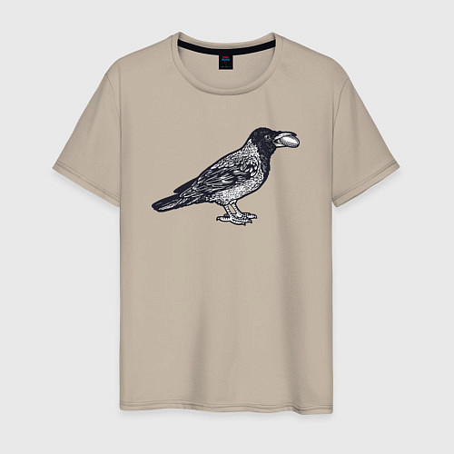 Мужская футболка Ворона с денежкой / Миндальный – фото 1