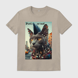 Мужская футболка Уличный кот панк музыкант - нейросеть