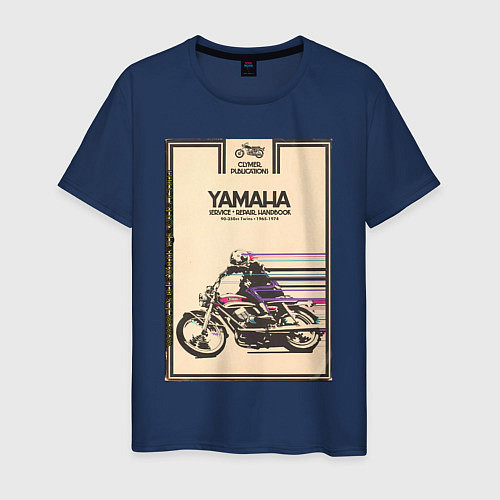 Мужская футболка Мотоцикл Yamaha / Тёмно-синий – фото 1