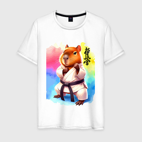 Мужская футболка Кёкусинкай карате - капибара / Белый – фото 1