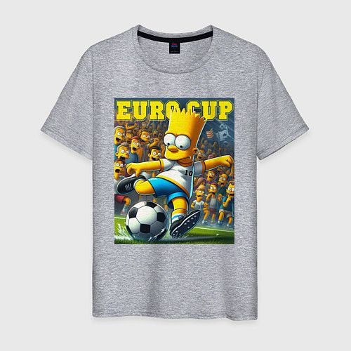 Мужская футболка Euro cup - Bart Simpson / Меланж – фото 1