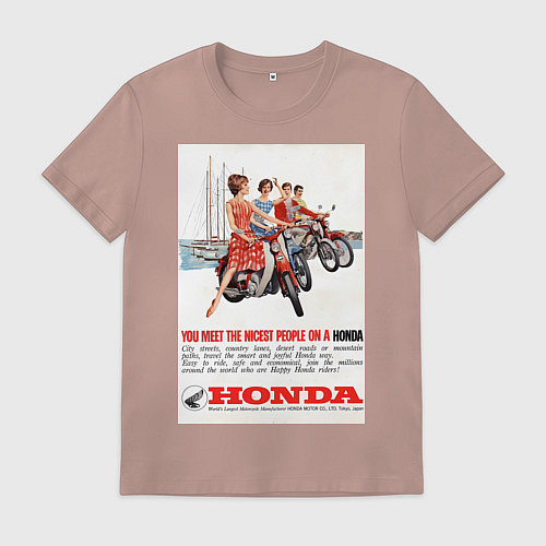 Мужская футболка Honda мотоцикл / Пыльно-розовый – фото 1