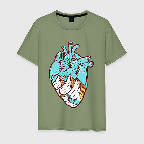 Мужская футболка Сердце и горы / Авокадо – фото 1
