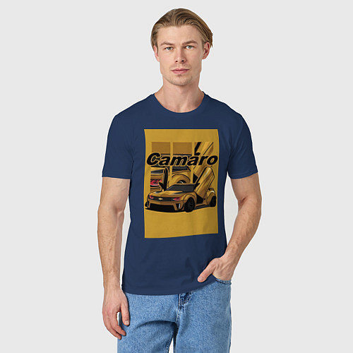 Мужская футболка Chevrolet Camaro авто / Тёмно-синий – фото 3