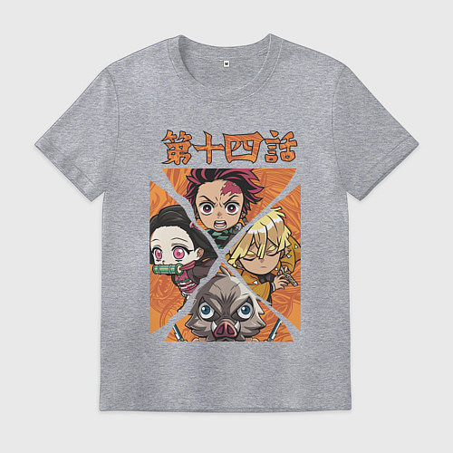Мужская футболка Тандзиро Незуко Инозука и Зеницу Клинок рассекающи / Меланж – фото 1