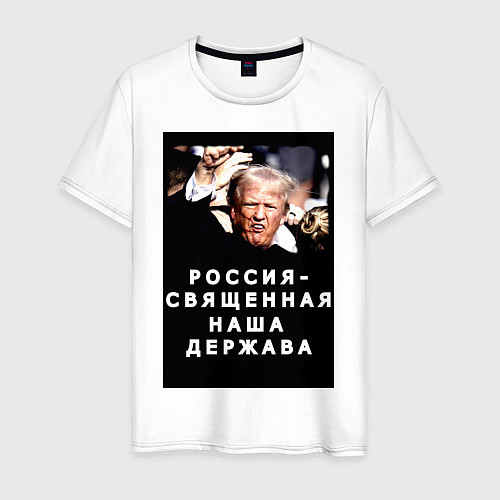 Мужская футболка Мем Трамп после покушения Россия держава / Белый – фото 1