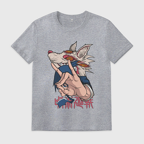 Мужская футболка Человек-бензопила Аки Хаякава лис / Меланж – фото 1