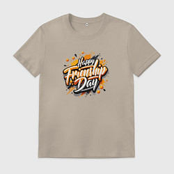 Мужская футболка Надпись на иностранном языке счастливого дня