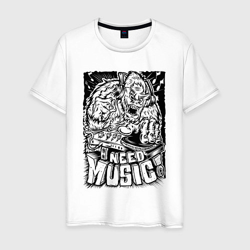 Мужская футболка Мне нужна музыка / Белый – фото 1
