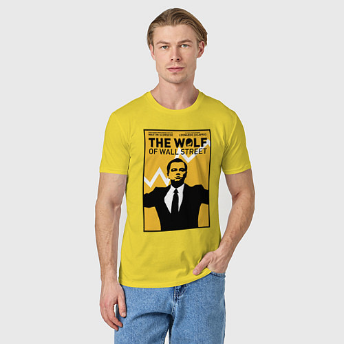 Мужская футболка Волк с волстрит - Ди Каприо / Желтый – фото 3