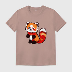 Футболка хлопковая мужская Красная панда в полный рост, цвет: пыльно-розовый