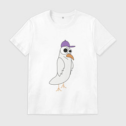 Мужская футболка Странный птиц птица голубь в кепке чайка на стиле