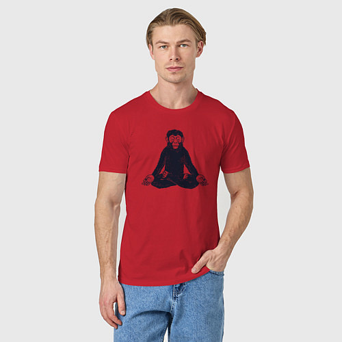 Мужская футболка Yoga monkey / Красный – фото 3