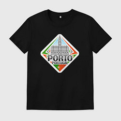 Футболка хлопковая мужская Порту - Португалия, цвет: черный