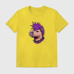 Мужская футболка Капибара с фиолетовым ирокезом