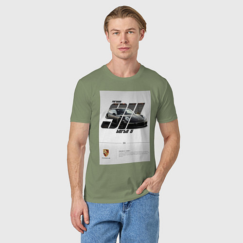Мужская футболка Porsche 911 стильный автомобиль / Авокадо – фото 3