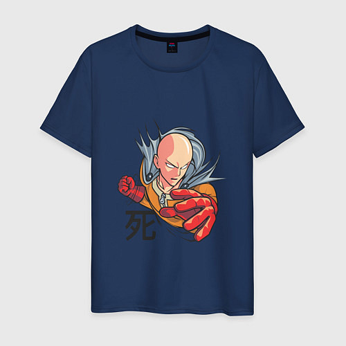 Мужская футболка One-Punch Man главный герой / Тёмно-синий – фото 1