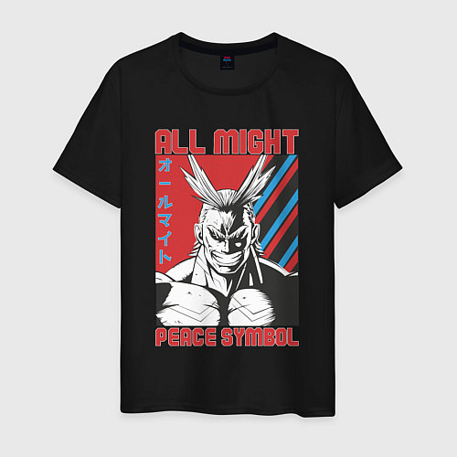 Мужская футболка Моя геройская академия All Might pease symbol / Черный – фото 1