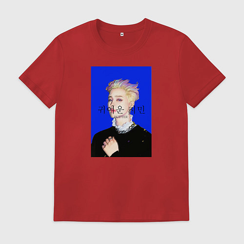 Мужская футболка BTS Чимин масло синий / Красный – фото 1