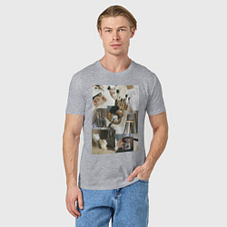 Футболка хлопковая мужская Художник эстетика, цвет: меланж — фото 2