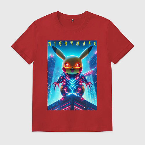 Мужская футболка Cyber Pikachu - nightmare / Красный – фото 1