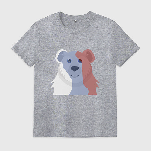 Мужская футболка Русский медведь в цветах флага триколора - полярны / Меланж – фото 1