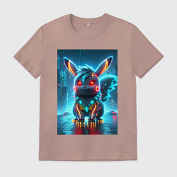 Мужская футболка Cyber Pikachu in the neon metropolis - ai art