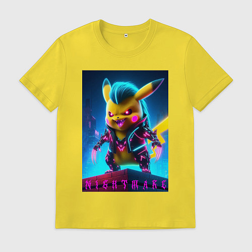 Мужская футболка Cyberpunk - terrible Pikachu with claws / Желтый – фото 1