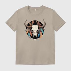 Мужская футболка Череп с перьями в стиле бохо