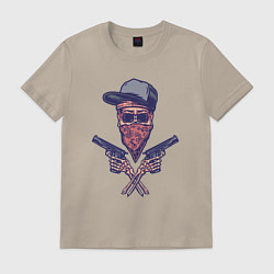 Футболка хлопковая мужская Gangsta skull, цвет: миндальный