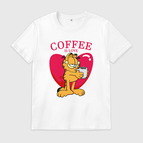 Мужская футболка Coffee is love Гарфилд / Белый – фото 1