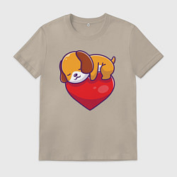 Мужская футболка Собачка обнимает сердце