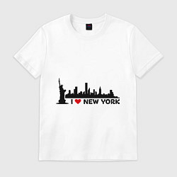 Футболка хлопковая мужская I love New York, цвет: белый