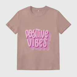 Мужская футболка Позитивный вайб текст с эффектом