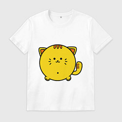 Футболка хлопковая мужская Пухлый котик, цвет: белый