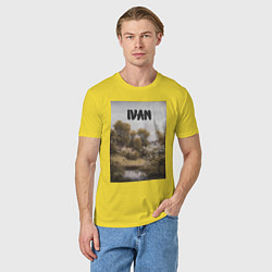 Футболка хлопковая мужская Ivan дом у озера, цвет: желтый — фото 2