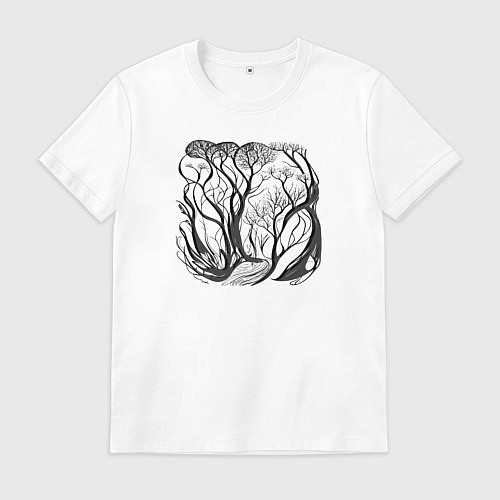 Мужская футболка Природа и деревья в стиле модерн / Белый – фото 1